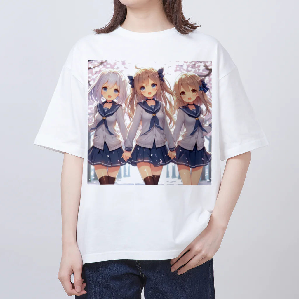 【AI】アルゴリズムアトリエ【デザイン】のAIが作った可愛い制服の女の子 Oversized T-Shirt