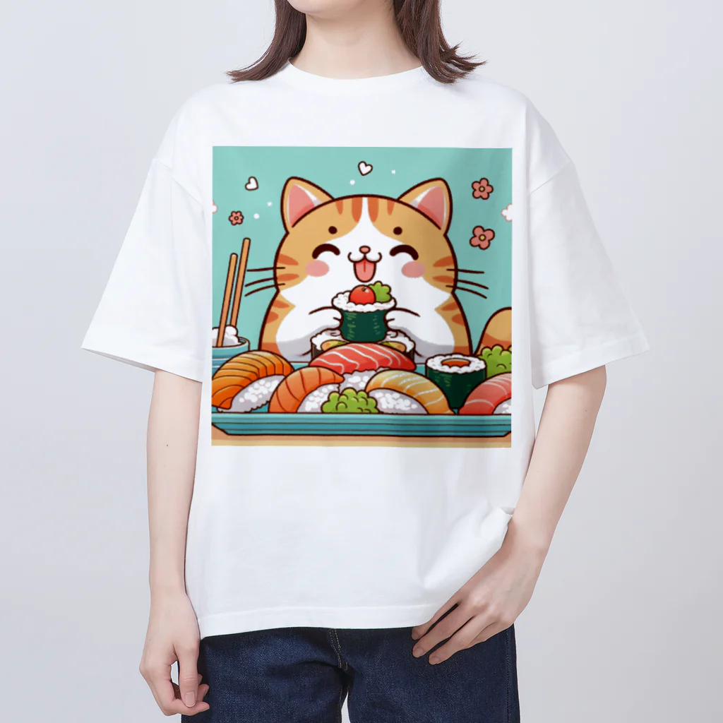 zuuu-の☆す☆し☆ね☆こ☆ オーバーサイズTシャツ