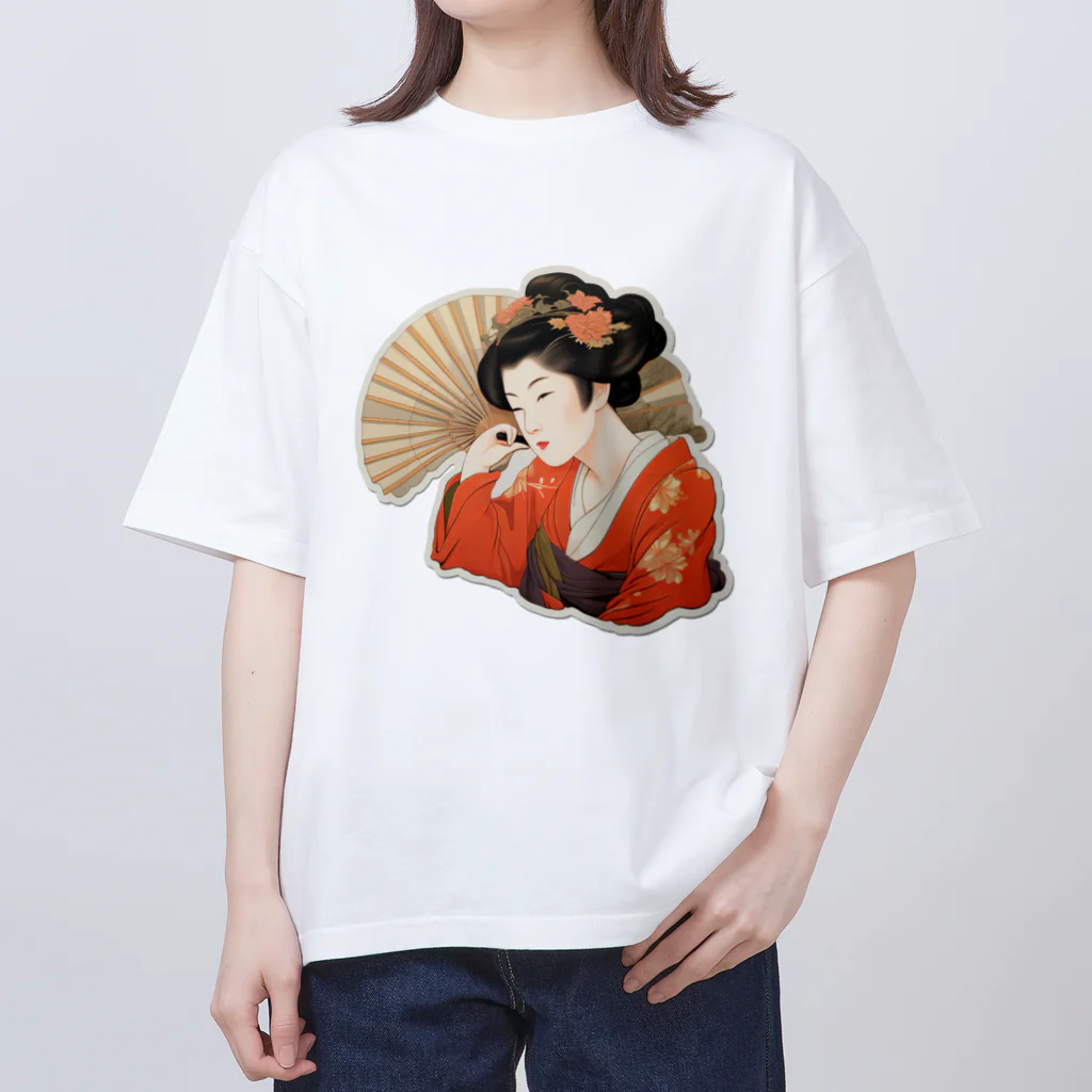 manyou-lab_Ukiyo-eの浮世絵 美人画 Ukiyoe beauty painting [UB-MJ52-SR001-0001] Oversized T-Shirt