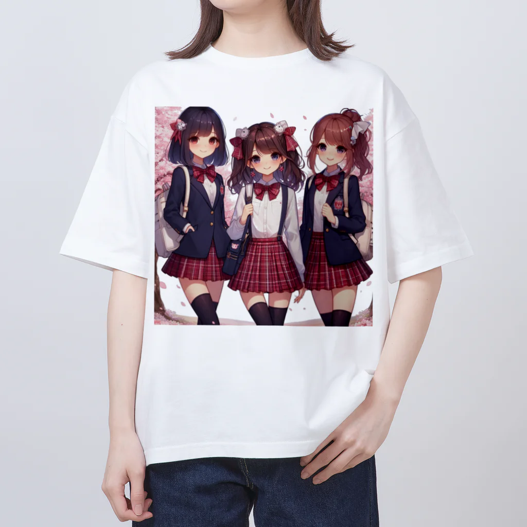 【AI】アルゴリズムアトリエ【デザイン】のAIが作った可愛い制服の女の子 オーバーサイズTシャツ