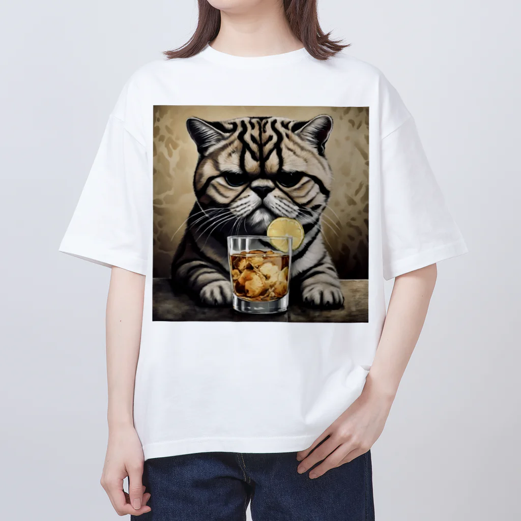 ELDADYのお疲れネコちゃんテキーラでサルー！ Oversized T-Shirt