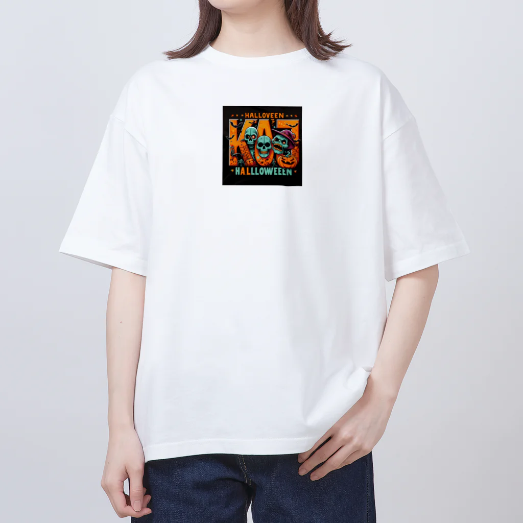 k.a.u.j.7のおしゃれでユニークなハロウィンの風景が広がります Oversized T-Shirt