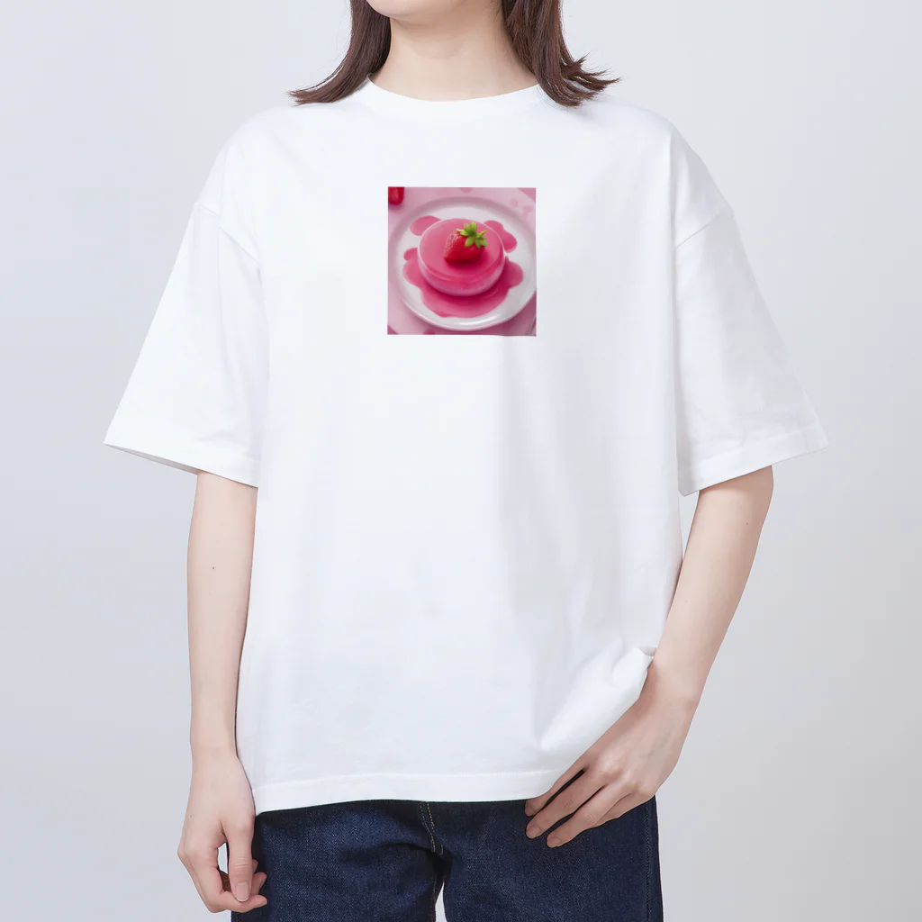 amxafukのピンクストロベリーかわいいプリン オーバーサイズTシャツ