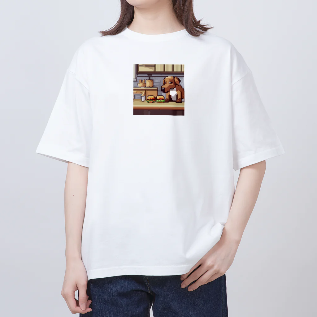 TAKASHIIのハンバーガーを作っている犬 Oversized T-Shirt