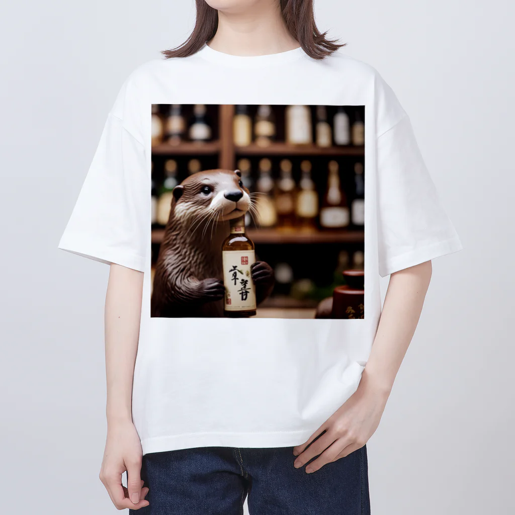 「動物ミリ屋」のカワウソのパーくん Oversized T-Shirt