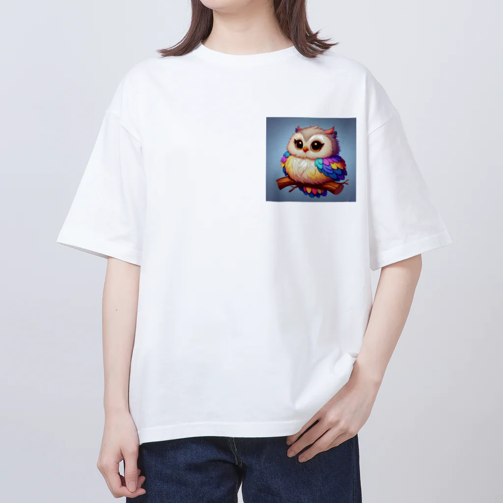 mame1103の虹色幸ふくろう Oversized T-Shirt