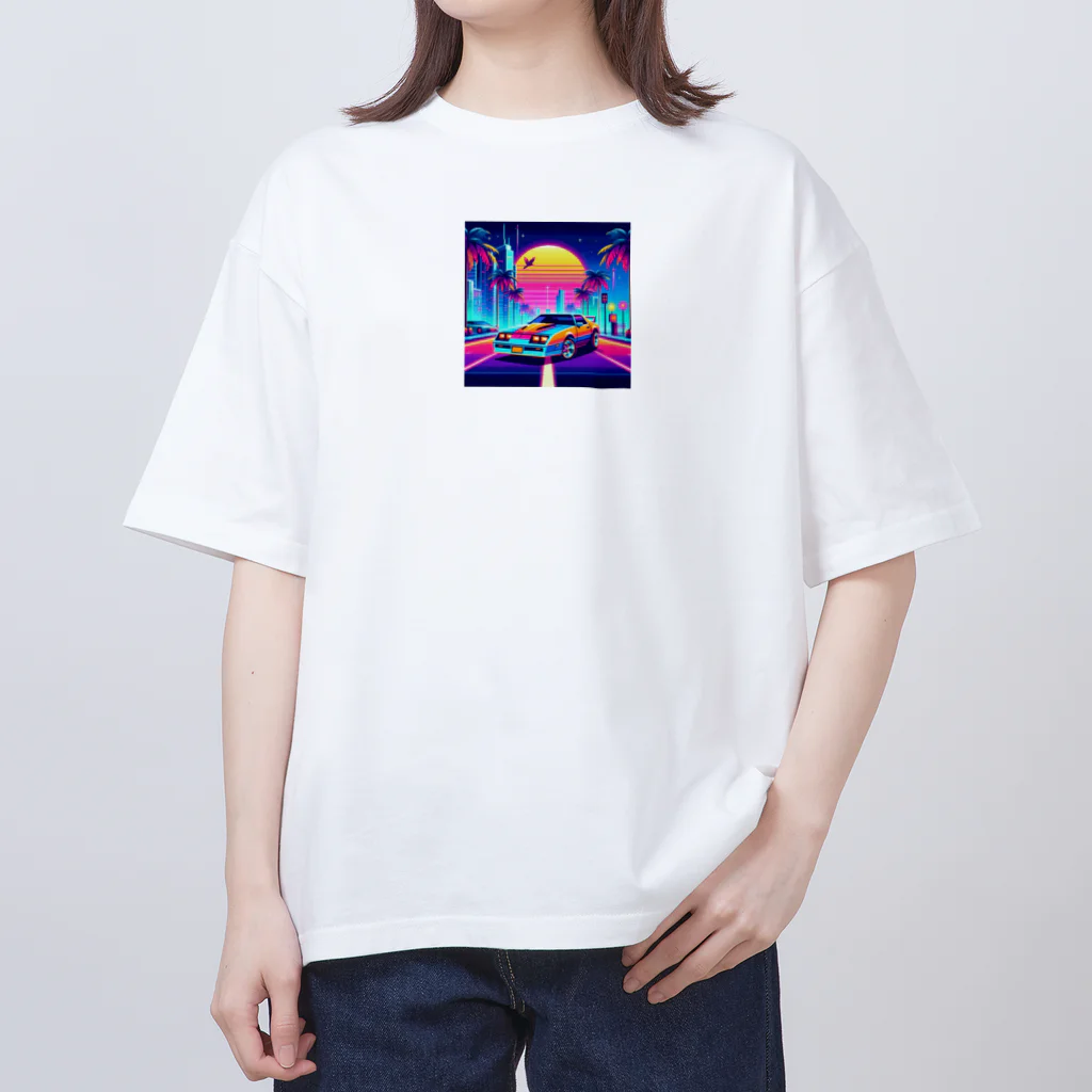 お茶目なドット絵のドッド絵車 オーバーサイズTシャツ