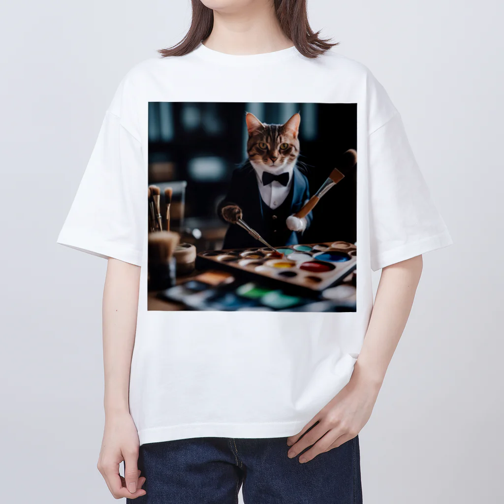 Koroniumの一匹の個性的な猫が絵筆を握っています Oversized T-Shirt