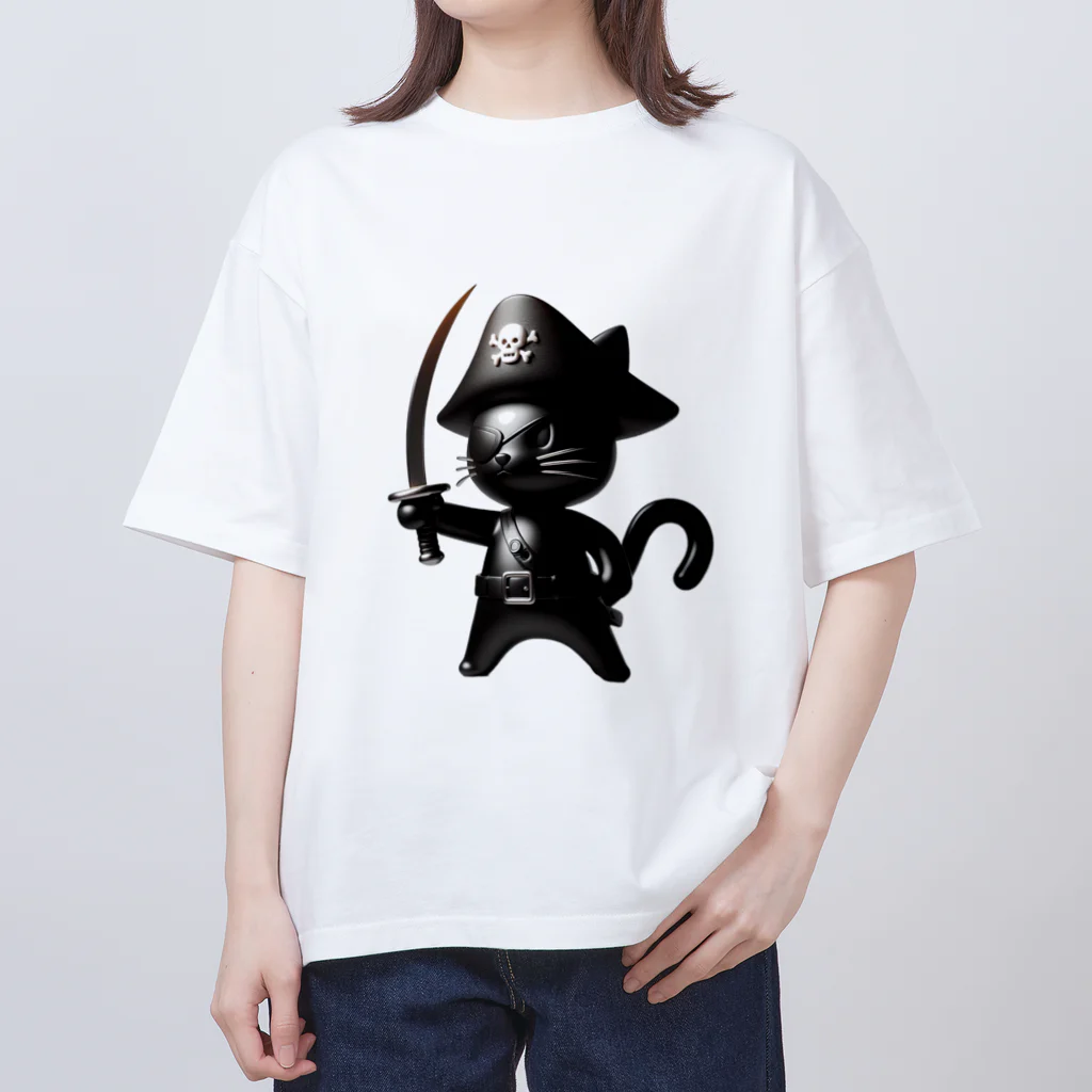 NO CAT NO LIFE の猫×海賊×フィギュア風 Oversized T-Shirt