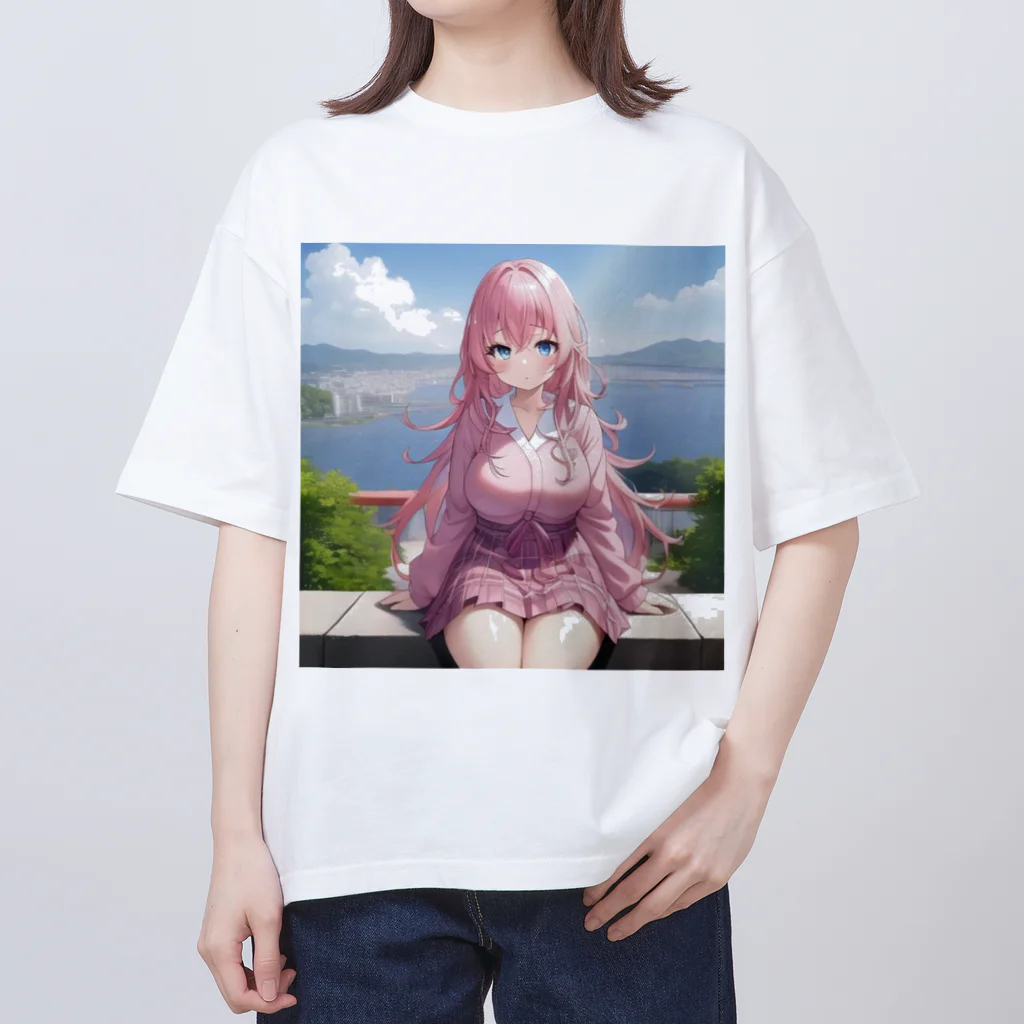 ゆう(AIイラスト)の旅行で記念写真 Oversized T-Shirt