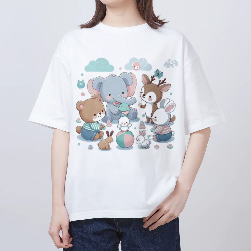 Cute! Salesの森の動物たち Oversized T-Shirt