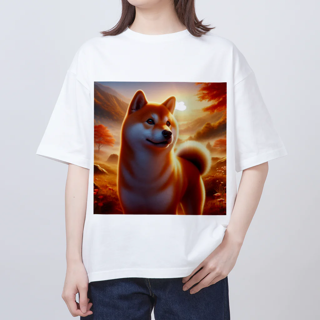 ANTARESの夕方の黄昏　柴犬 オーバーサイズTシャツ