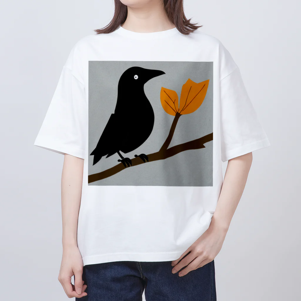 植原翠のお店の枯れ葉とカラス オーバーサイズTシャツ