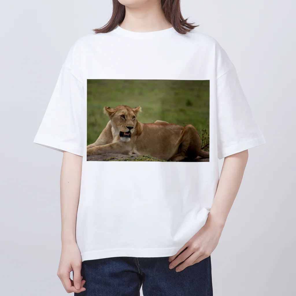 mayura_photoのサバンナのメスライオン Oversized T-Shirt