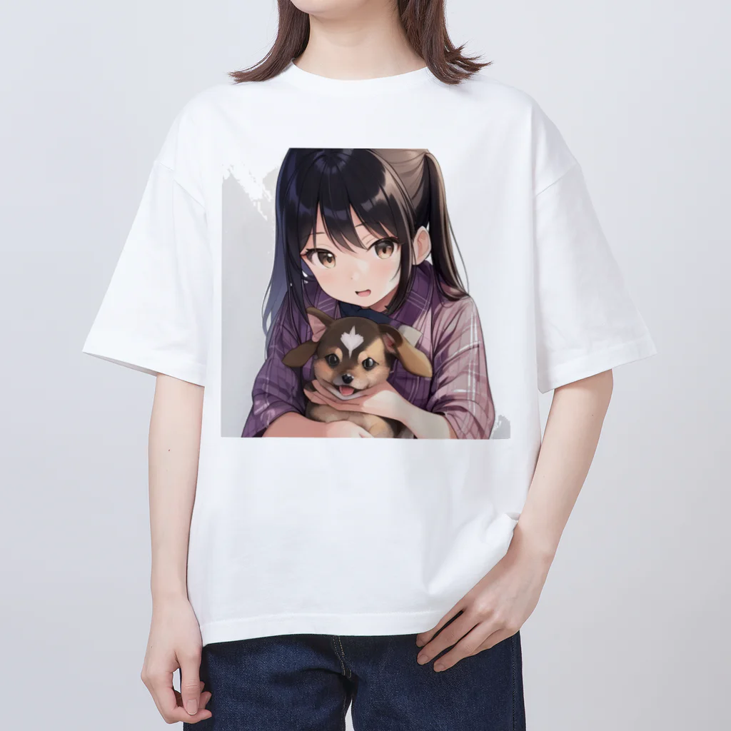 あかいはちの犬と少女 オーバーサイズTシャツ