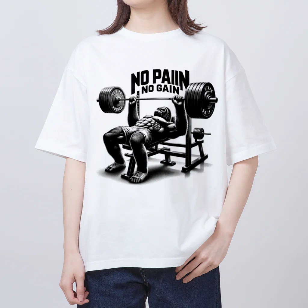 BlueOcean987のNO PAIN NO GAIN ゴリラベンチプレス オーバーサイズTシャツ