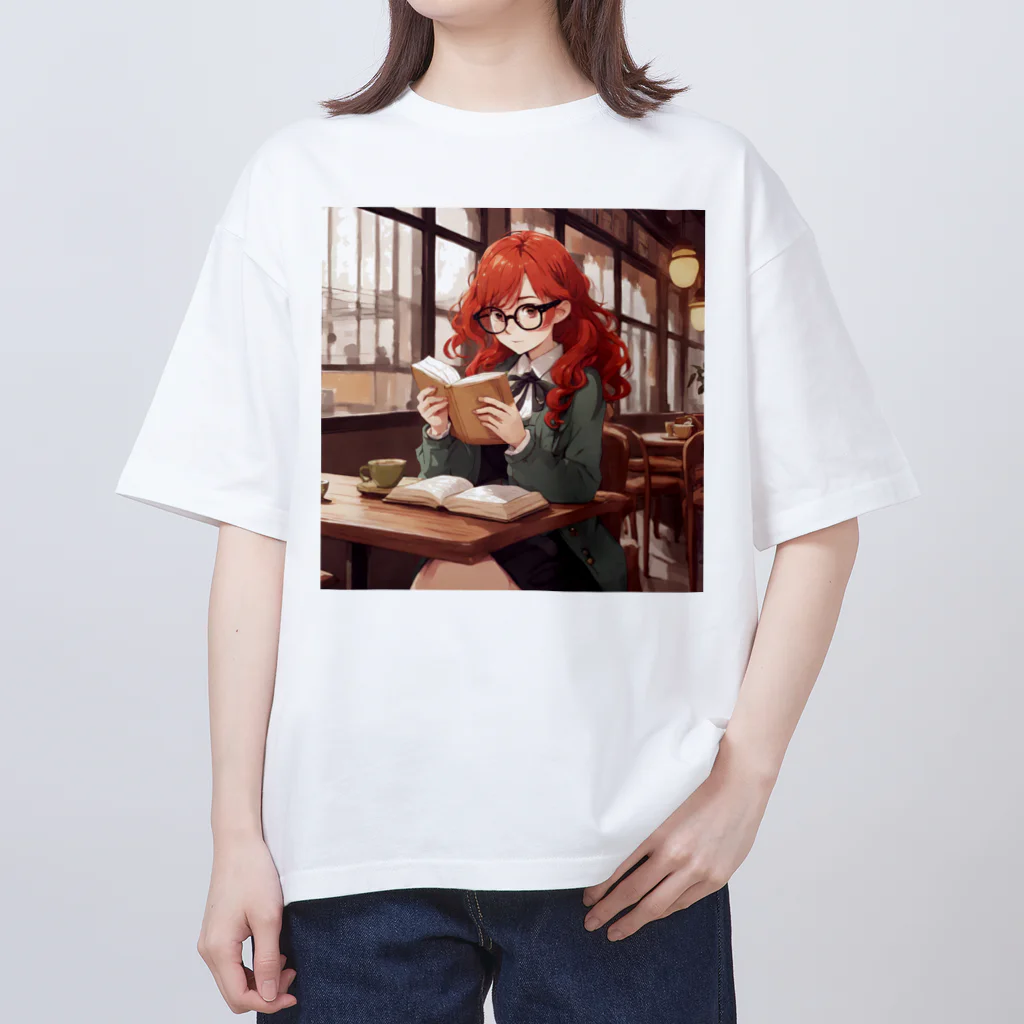 プリンゴブリンの赤毛の読書メガネさん オーバーサイズTシャツ