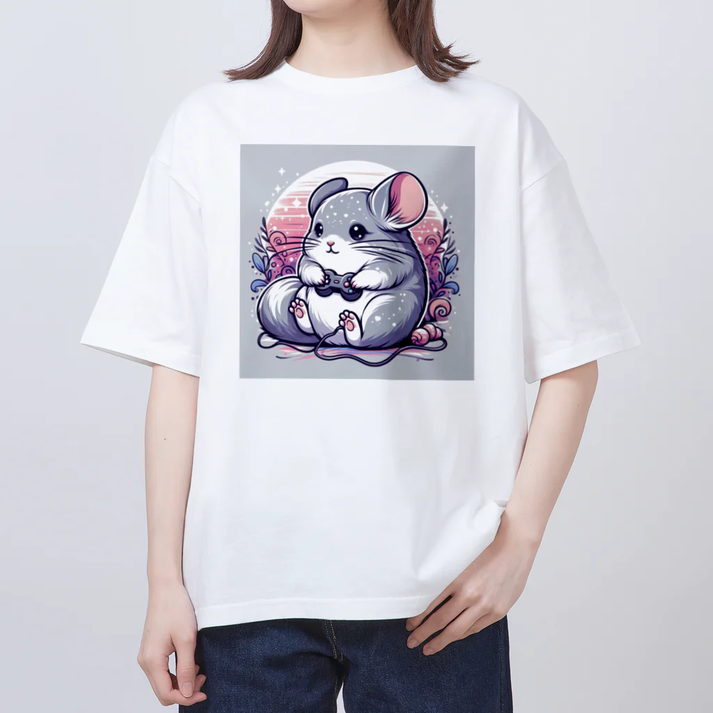 もふっとチンチラ🐭のゲーマーチンチラ オーバーサイズTシャツ