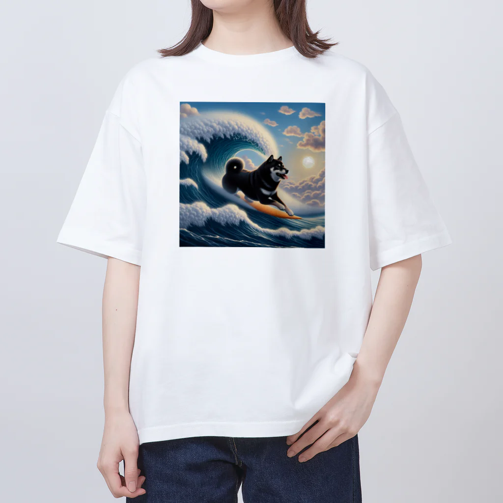 ANTARESの波乗り黒柴2 Oversized T-Shirt