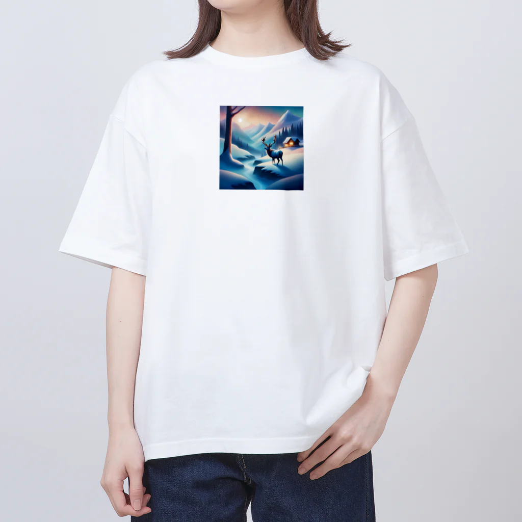 Passionista Lifestyle Emporium : 情熱的なライフスタイルエンポリウムの極光の冬景色とトナカイ オーバーサイズTシャツ