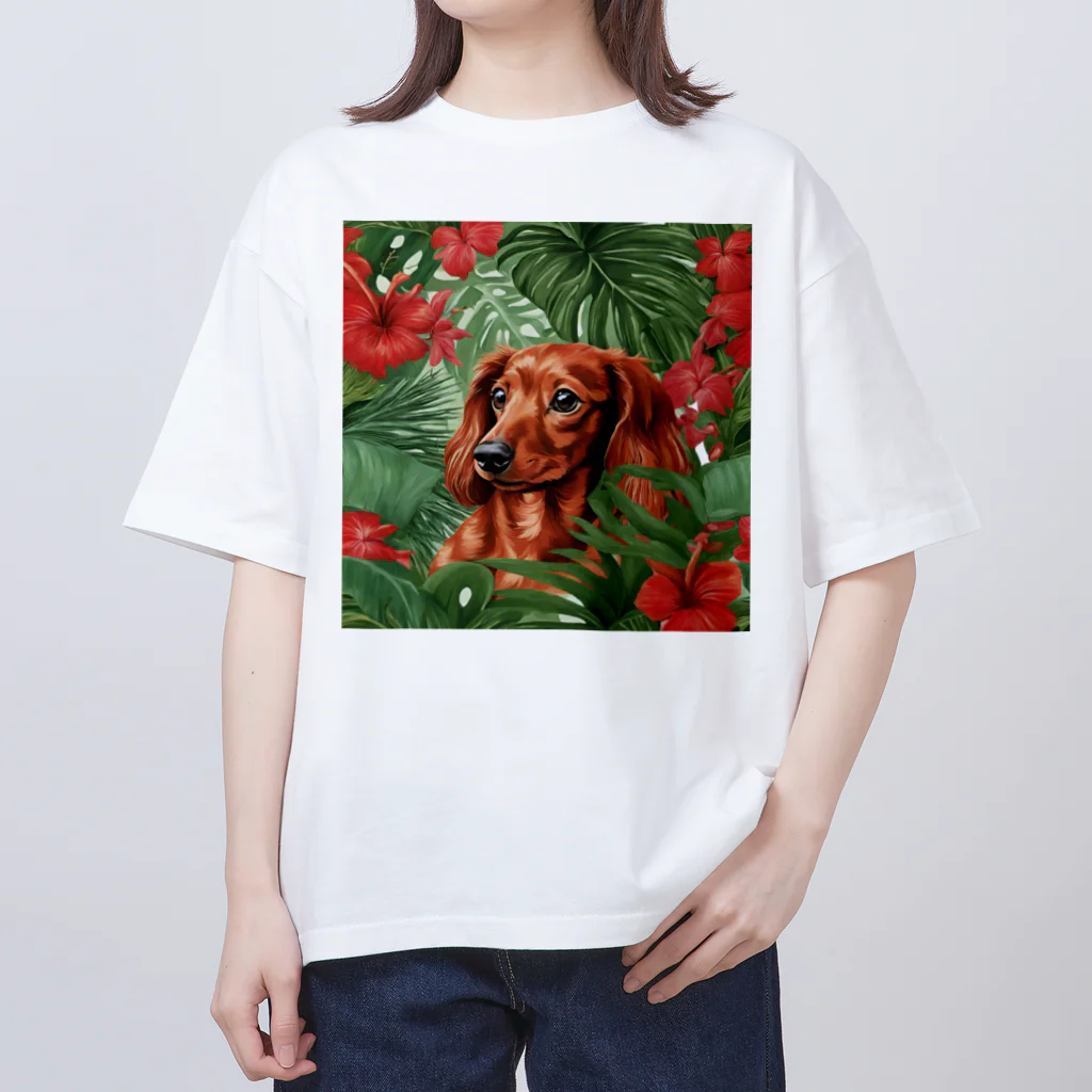 Duckshund LOVEのトロピカルダックス Oversized T-Shirt