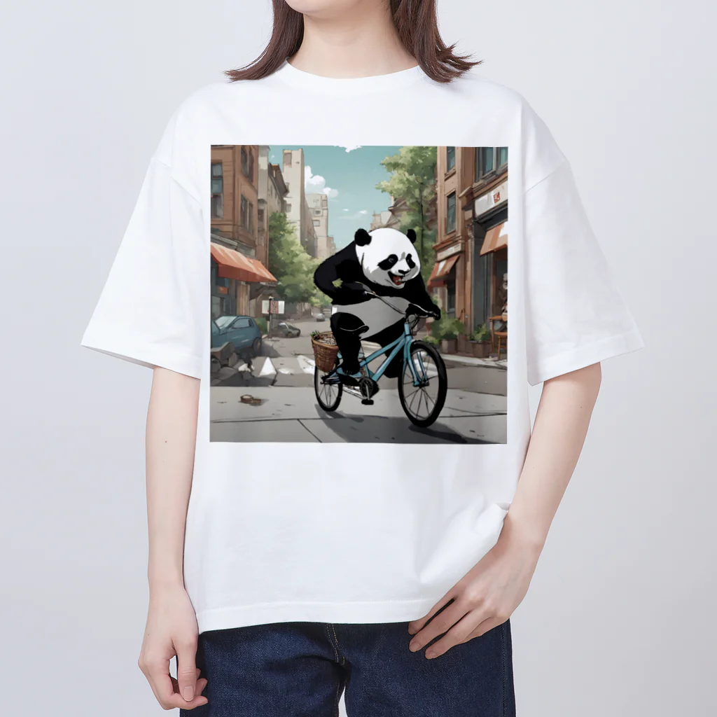 パンダの自転車に乗っているパンダ Oversized T-Shirt