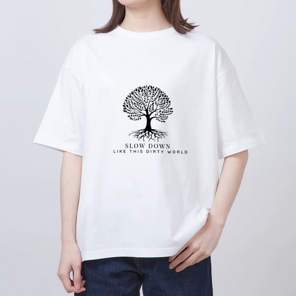 SLOW DoWN333の SLOWDoWN peace tree wear オーバーサイズTシャツ