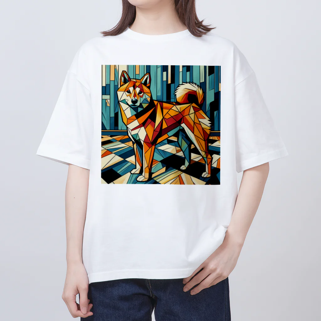 柴とか柴とか柴とか柴犬。のキュビズムのしばいぬ。 オーバーサイズTシャツ