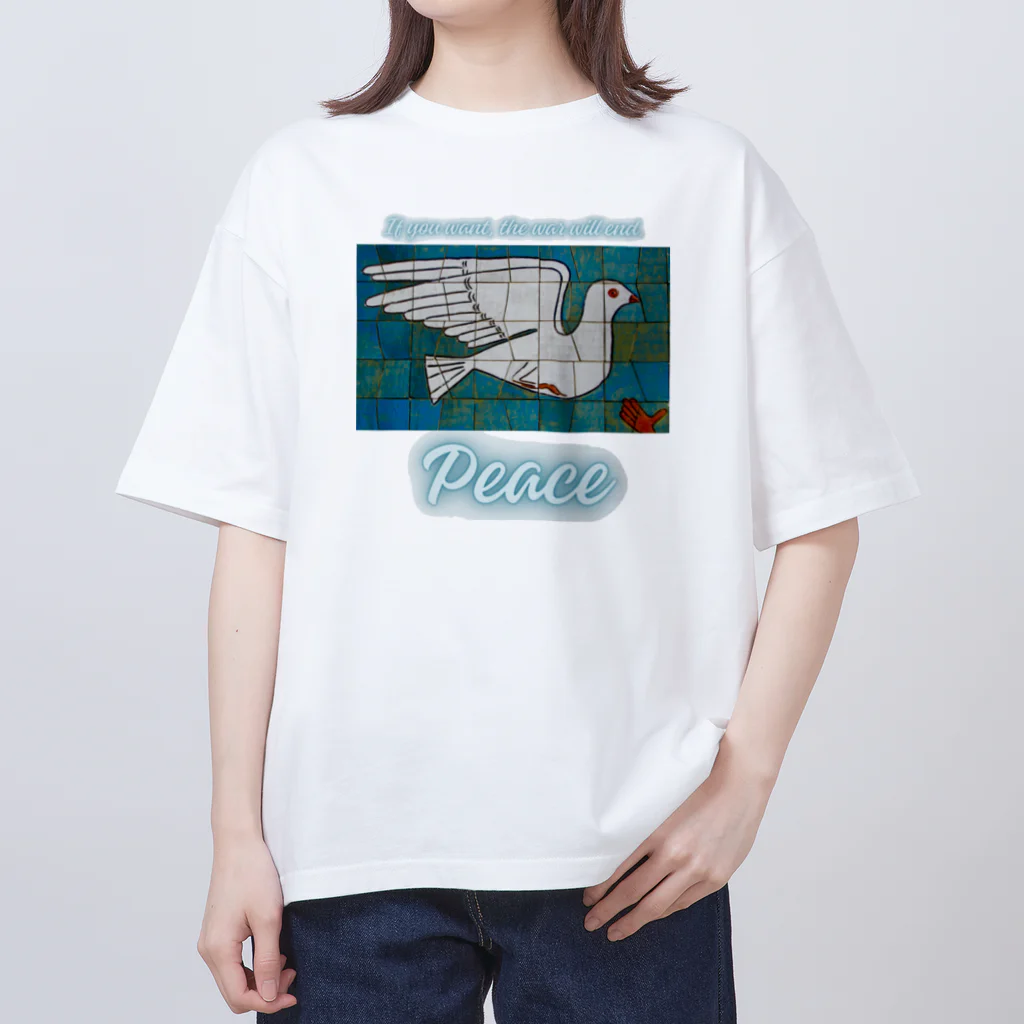 Earth-HarmonyのPeace　平和の鳩 オーバーサイズTシャツ