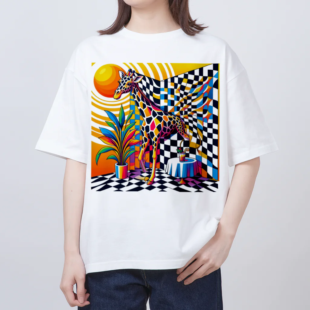 OMOMIストアのアートなキリン オーバーサイズTシャツ