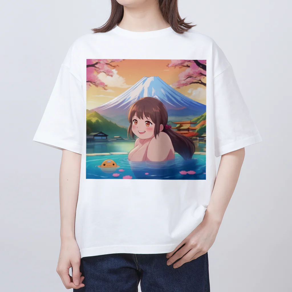 west97の富士山絶景にある露天風呂のかわいい女の子 オーバーサイズTシャツ