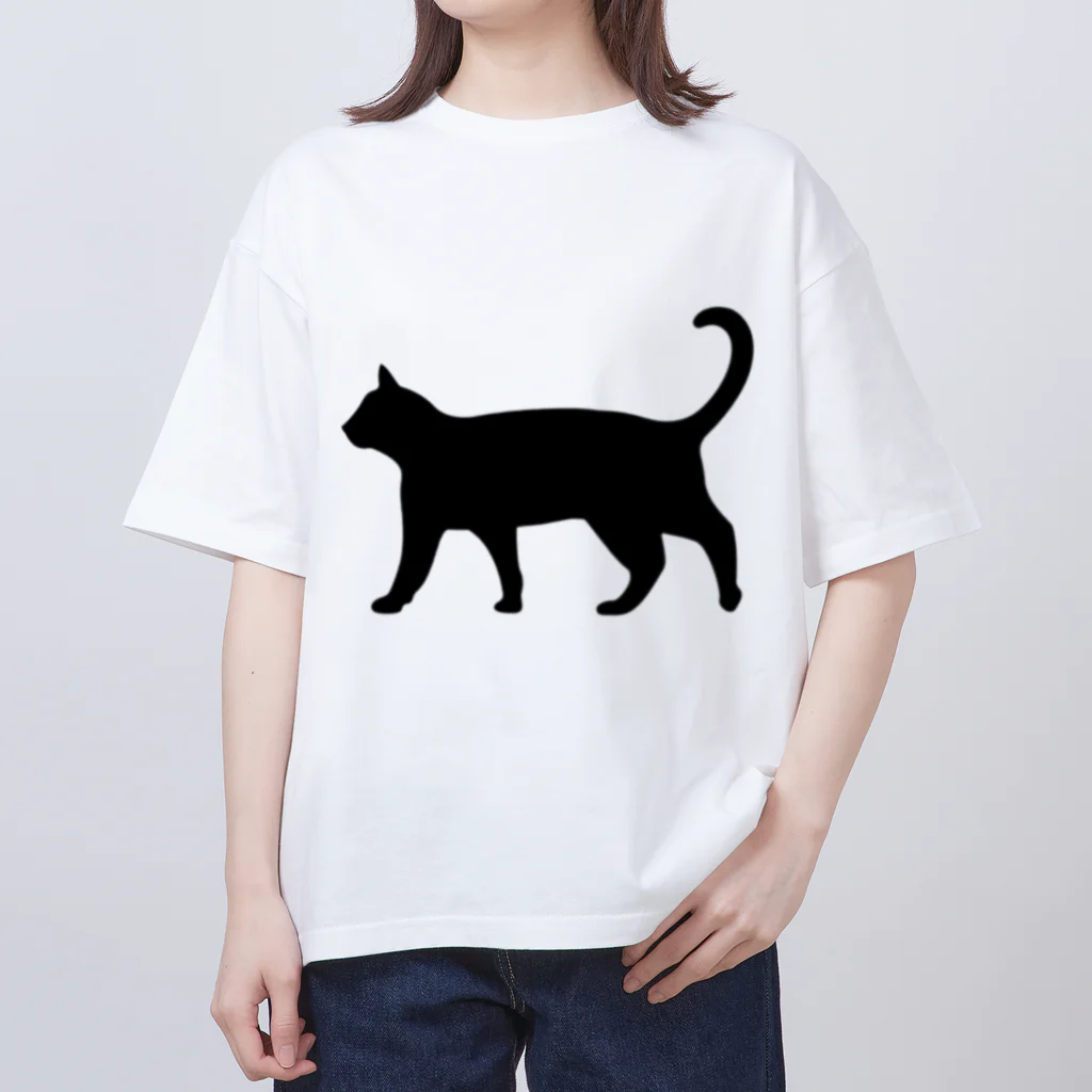 Teatime ティータイムの黒猫は見ていた　ねこ Oversized T-Shirt