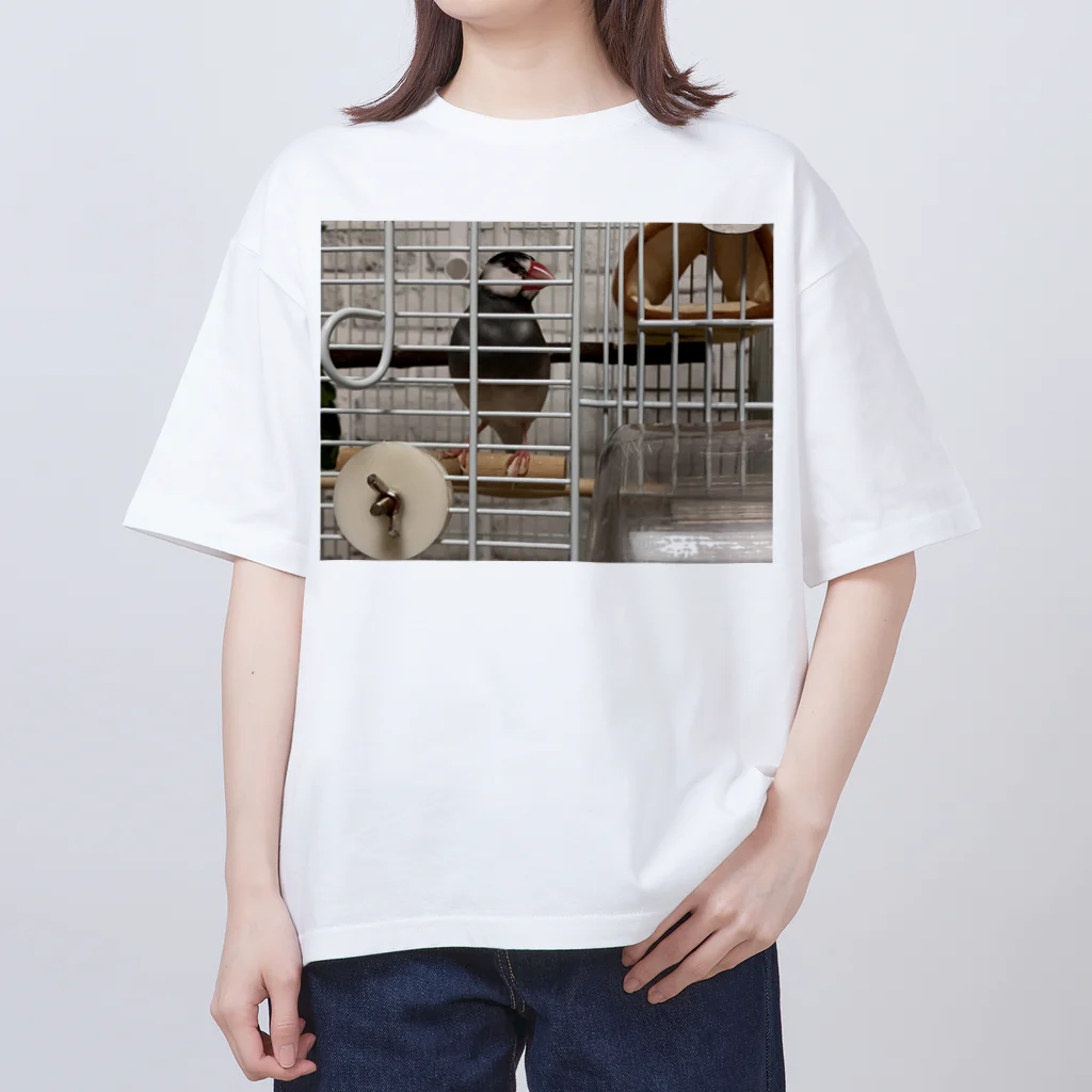 小鳥屋の桜文鳥のくうちゃんグッズ オーバーサイズTシャツ