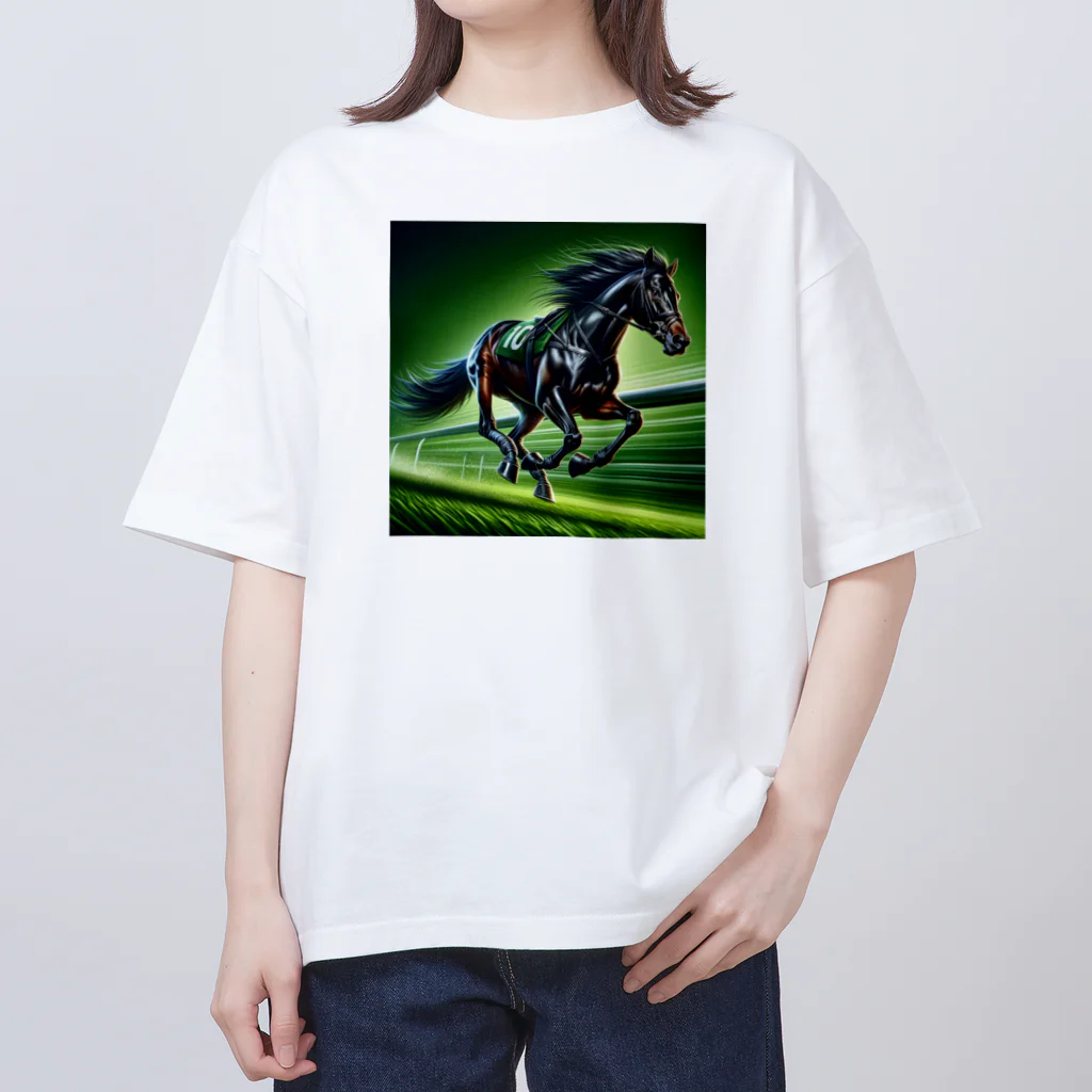 0415heartscryの漆黒の競走馬 オーバーサイズTシャツ