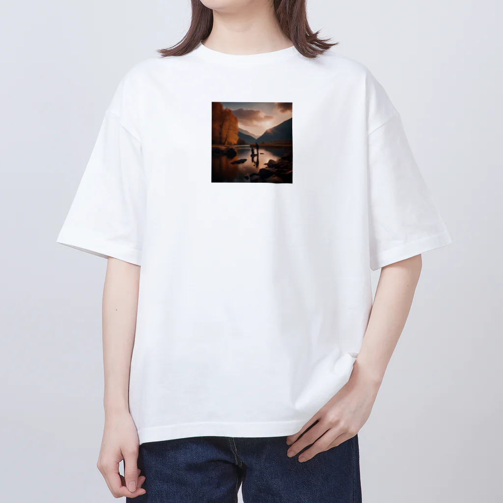 ryo-Tの釣りをする親子 オーバーサイズTシャツ