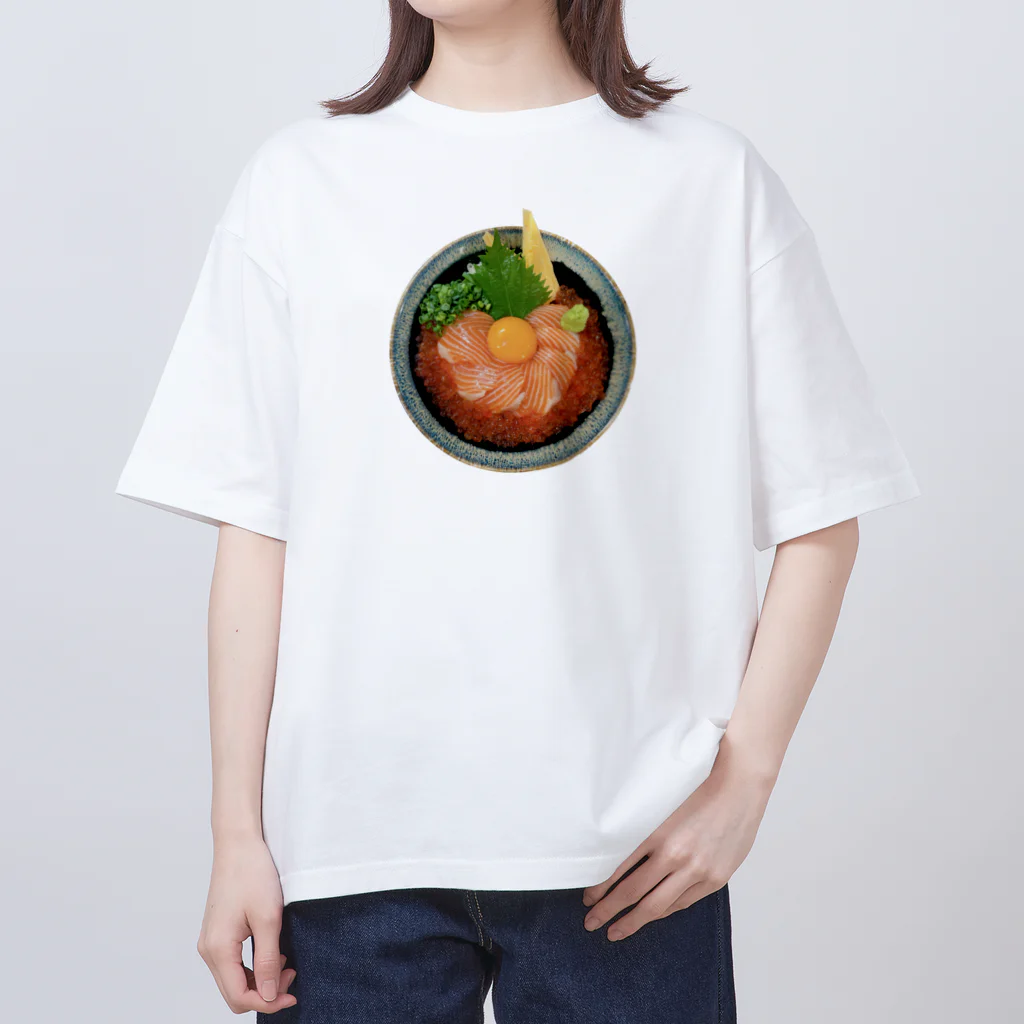 ぷりぷり飯店ヌーイーのぷりぷりサーモンいくら丼 Oversized T-Shirt