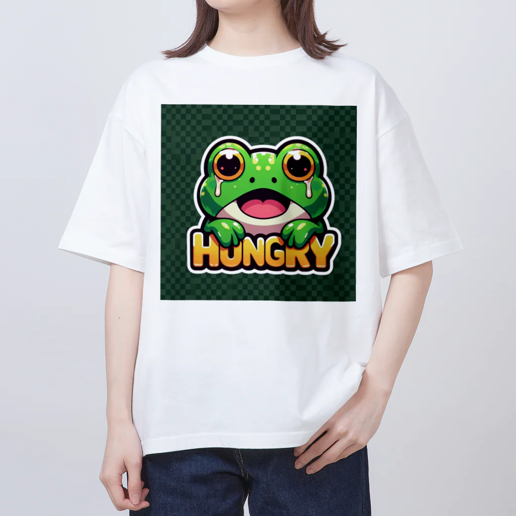 カエルグッズのHUNGRYカエル オーバーサイズTシャツ