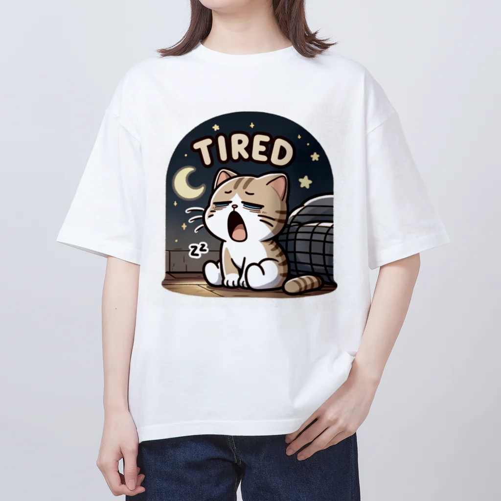 mimikkyu322のTired cat7 Oversized T-Shirt