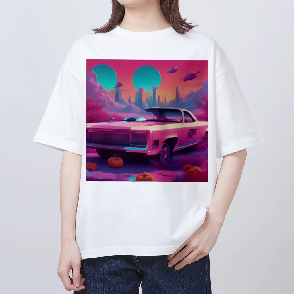 宇宙屋さんの宇宙を駆ける未来の車 オーバーサイズTシャツ