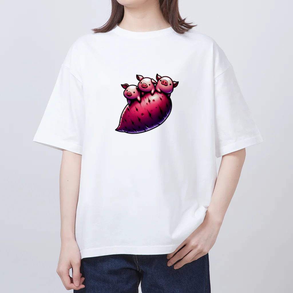 さつまいもスタジオのさつまいもと３匹のこぶた Oversized T-Shirt