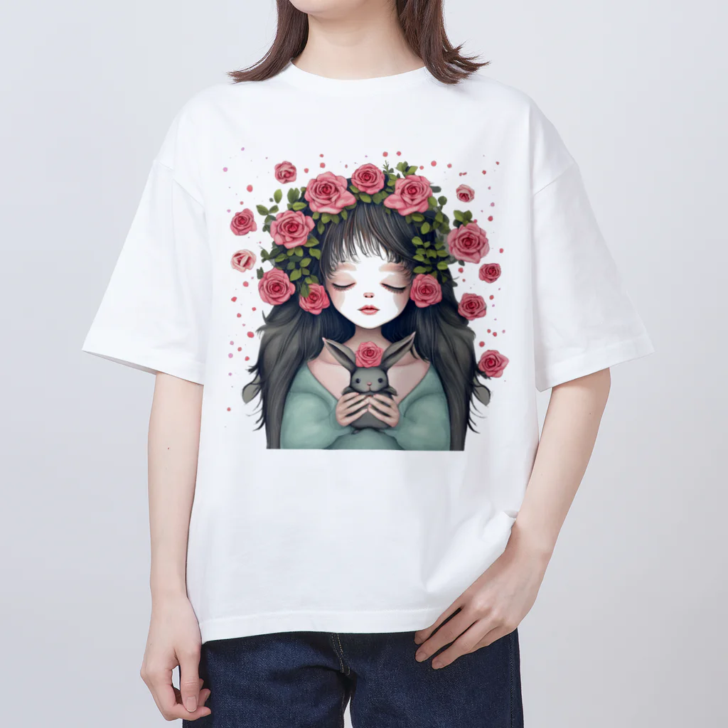 momosoramiaの少女とウサギの薔薇物語 オーバーサイズTシャツ