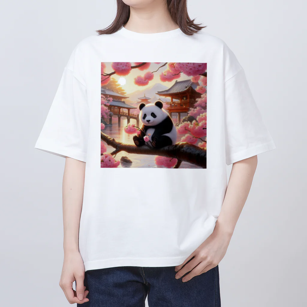 pandaloveの桜とぱんだ３ オーバーサイズTシャツ