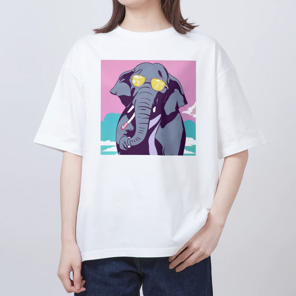 hachicoooのちょい悪ゾウ オーバーサイズTシャツ