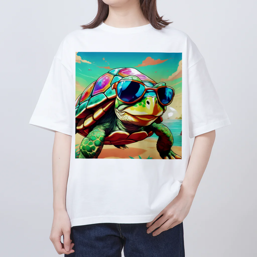 mimittuのサングラスをかけたイケメンカメ太郎 Oversized T-Shirt