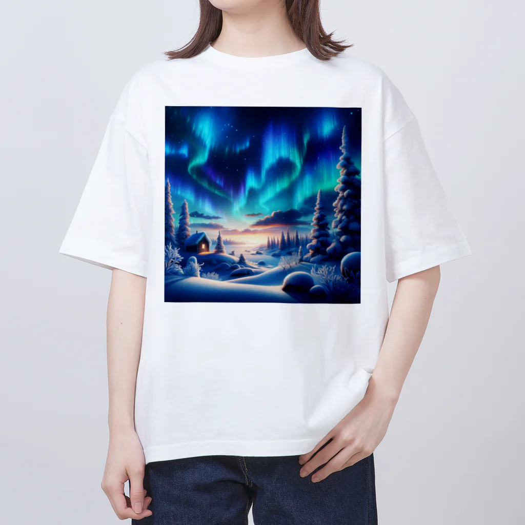 すずらん24のオーロラのある風景 オーバーサイズTシャツ