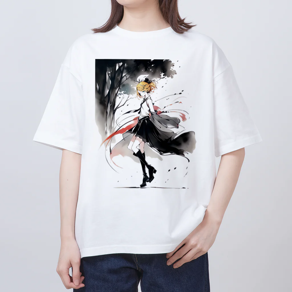 アートデザインakaのオリジナル墨絵 Oversized T-Shirt