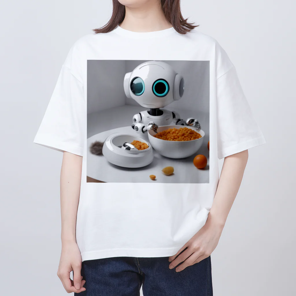 d-design-labのごはん食べてるロボ オーバーサイズTシャツ