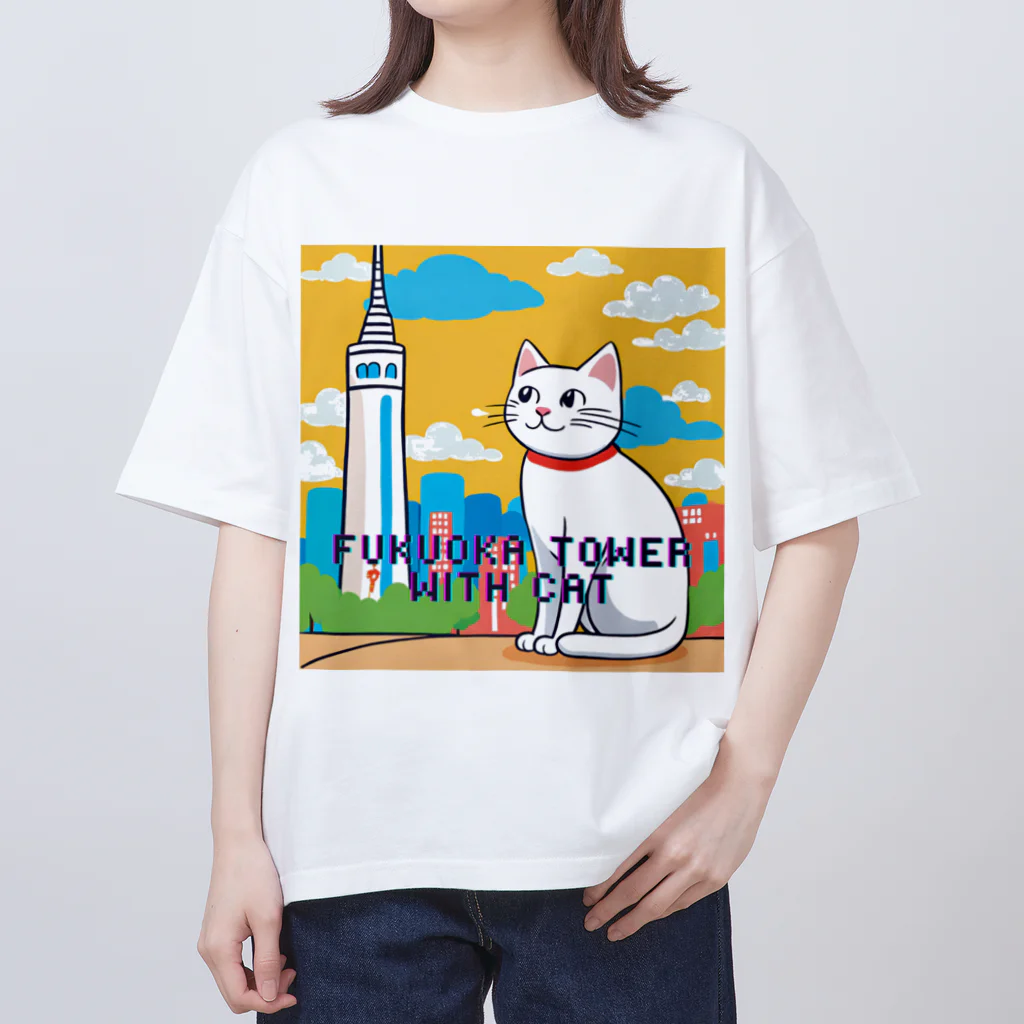 DanefushiのFUKUOKA TOWER with CAT オーバーサイズTシャツ