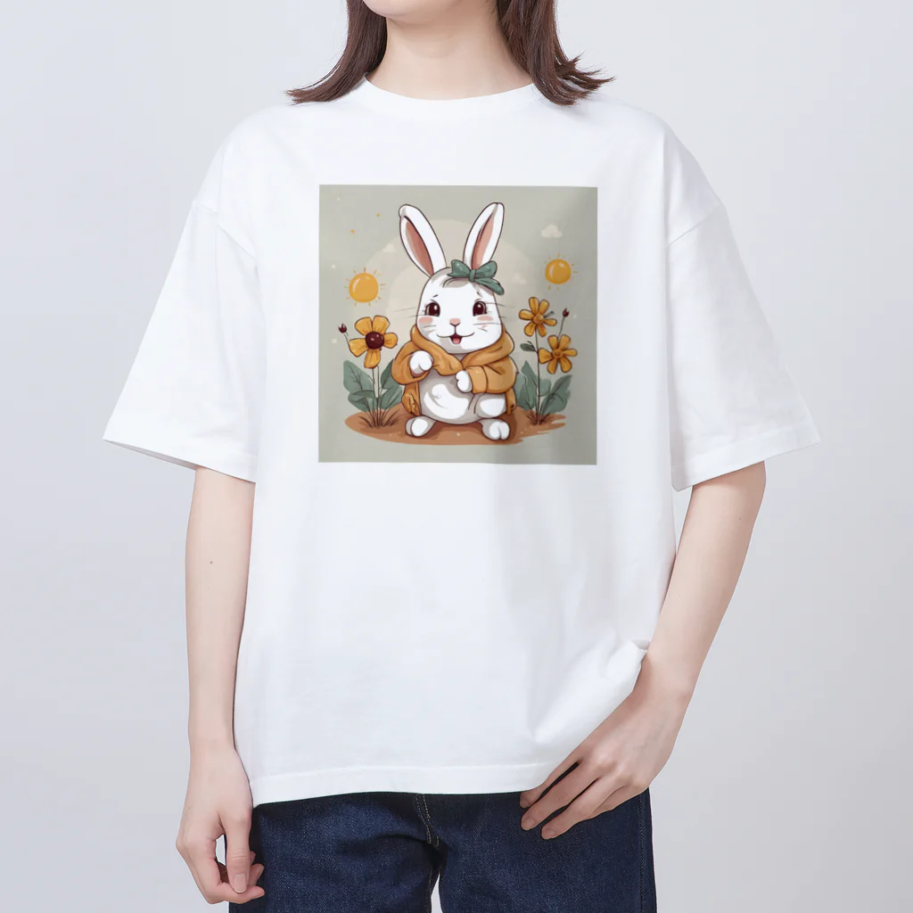 ぷっくりショップの耳が可愛いうさぎちゃん Oversized T-Shirt