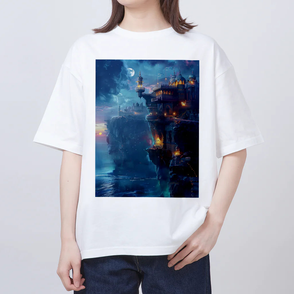 シロクマペンギンの断崖絶壁の魔法の王国 Oversized T-Shirt